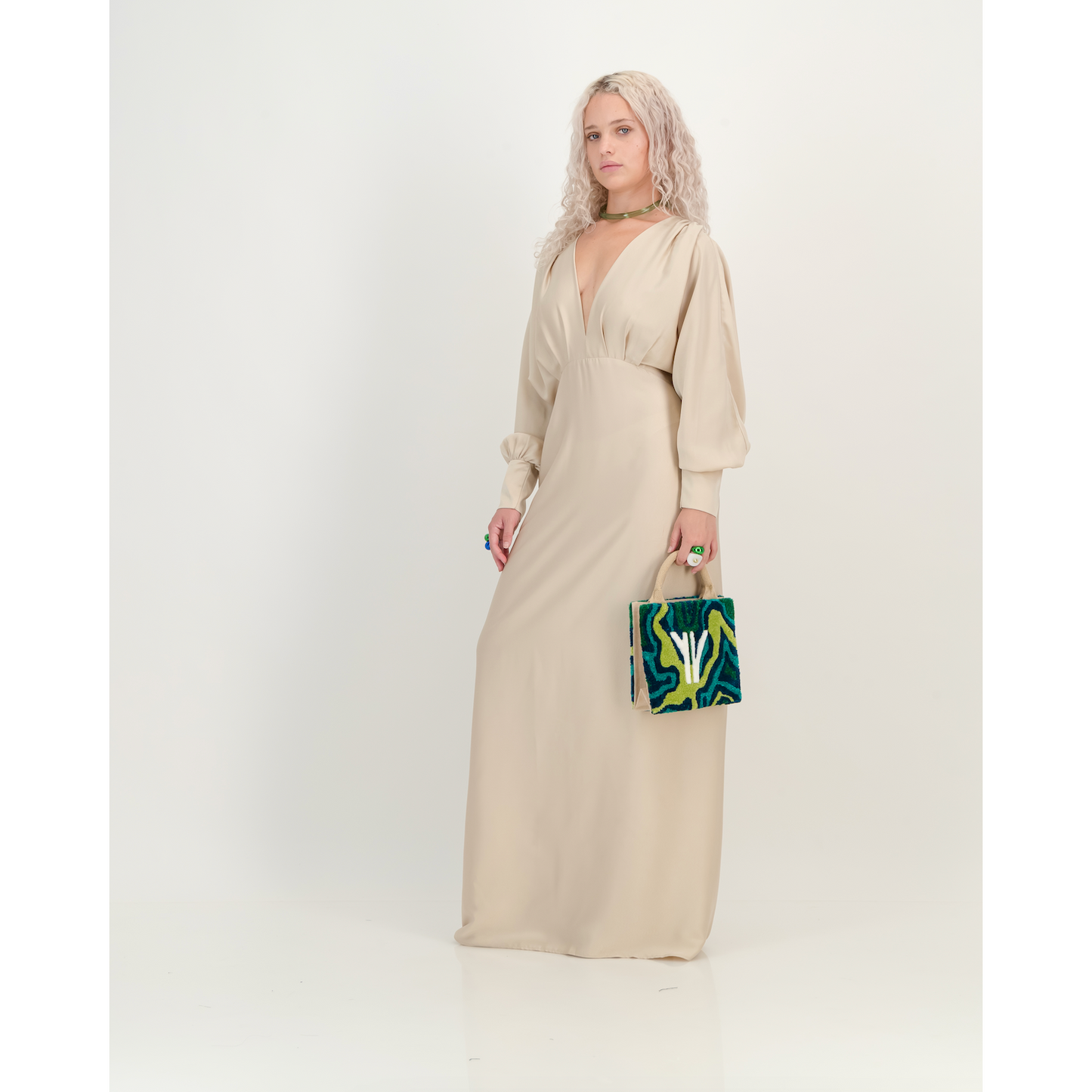Formal Satin Dress in Hummus