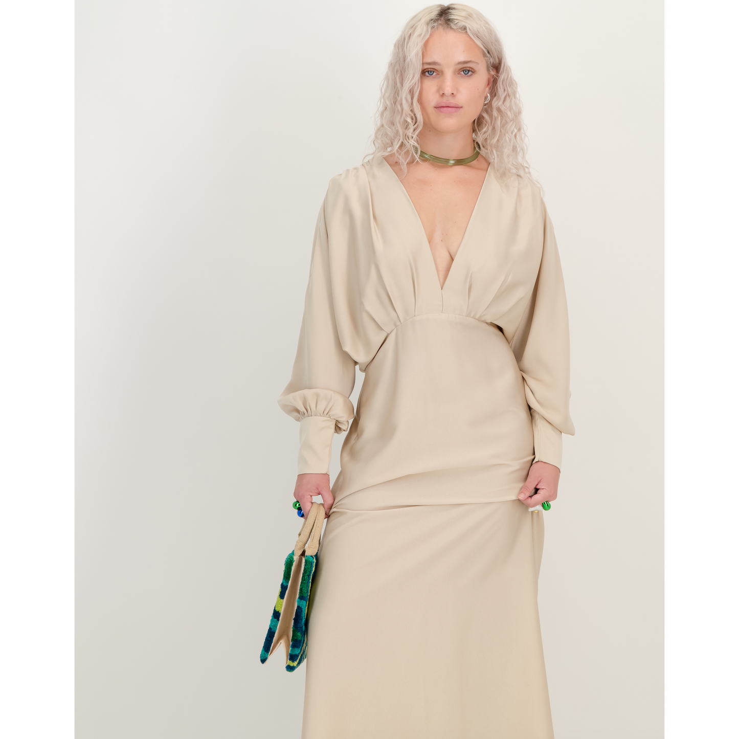 Formal Satin Dress in Hummus