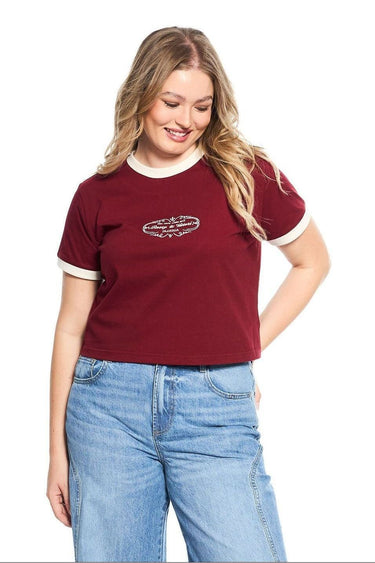 Burgundy Ringer Tee