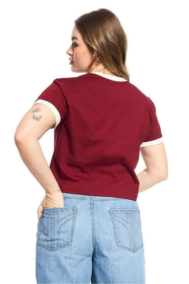 Burgundy Ringer Tee