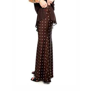 Brown & Cream Polka Dot  Satin Layered Skirt
