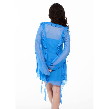 Sonic Blue Mini Sheer Ruffle Dress