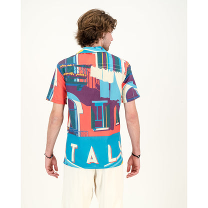 Red Italy Town Print Shirt