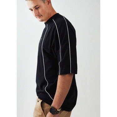 Graphic Piping Tee in Black
