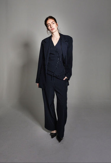 Navy Pinstripe Pants