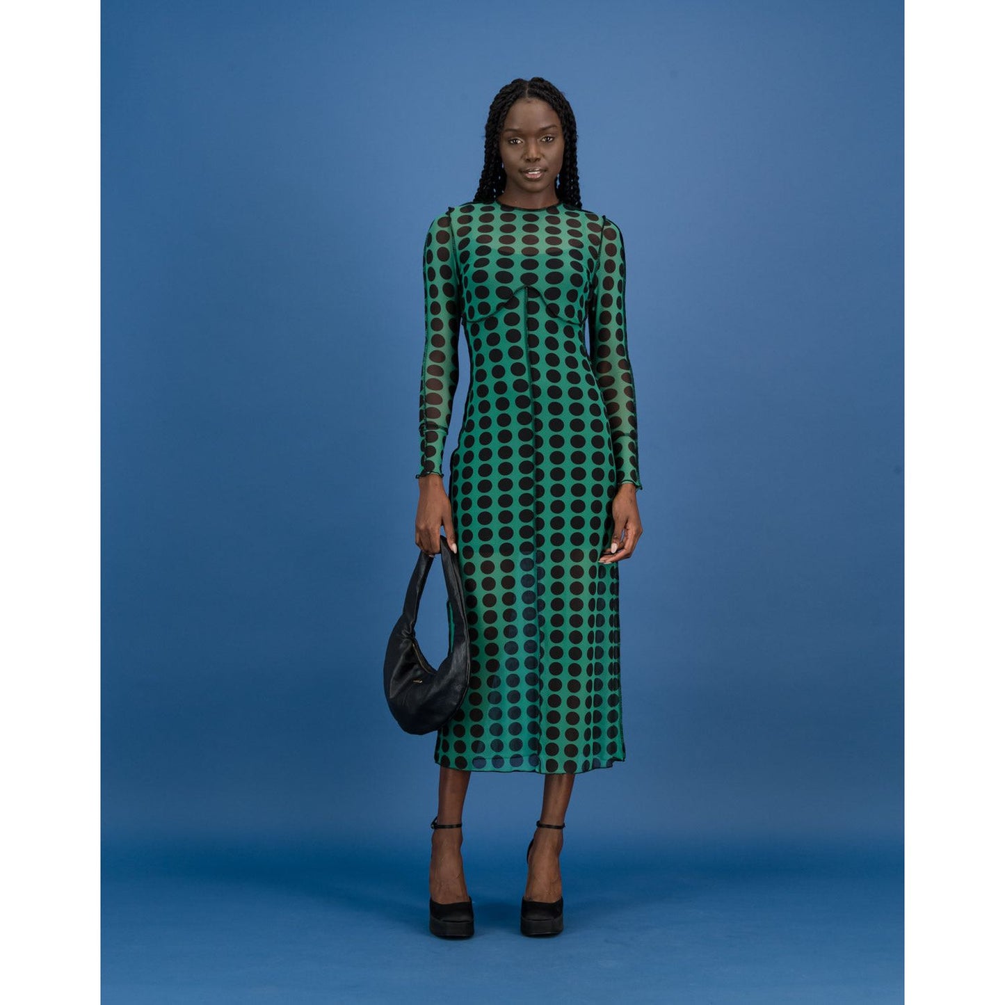 Underbust Cutline Dress & Cami - Green Polka Dot