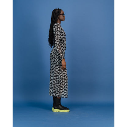 Underbust Cutline Dress & Cami - B&W RV Print
