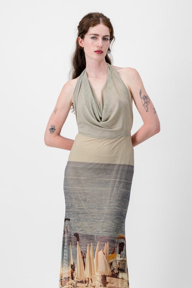 Alla Spiaggia Mesh Plunging Neckline Dress
