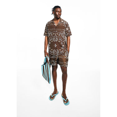 Brown Bandana Print Mens Shirt