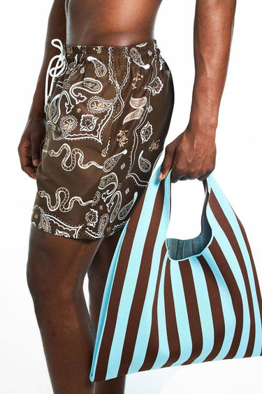 Brown Bandana Print Mens Shorts
