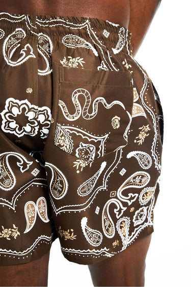 Brown Bandana Print Mens Shorts