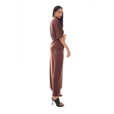 Custom Short Sleeve Satin Formal Dress