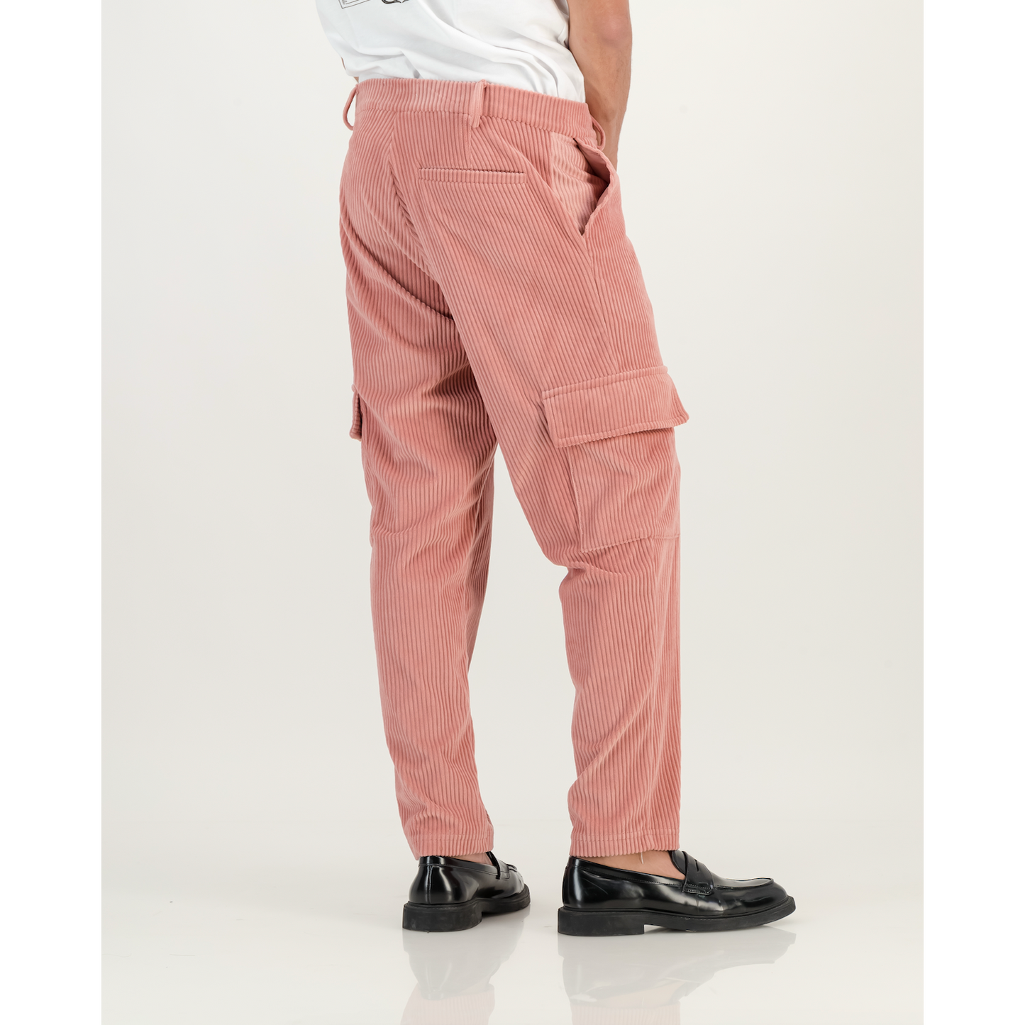 Stretch Corduroy Cargo Pants in Blush Pink