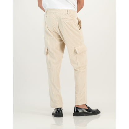 Stretch Corduroy Cargo Pants in Pearl