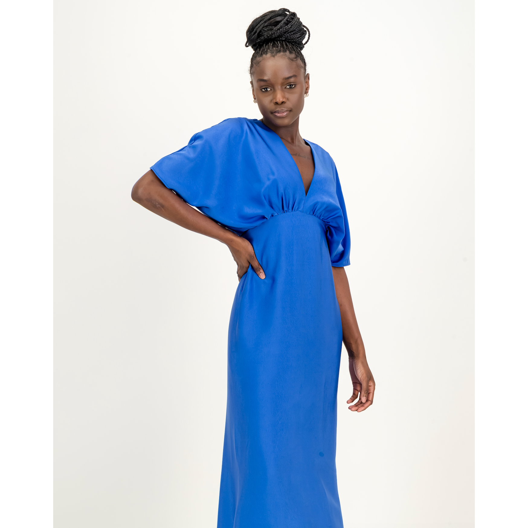 Short sleeve online royal blue dress