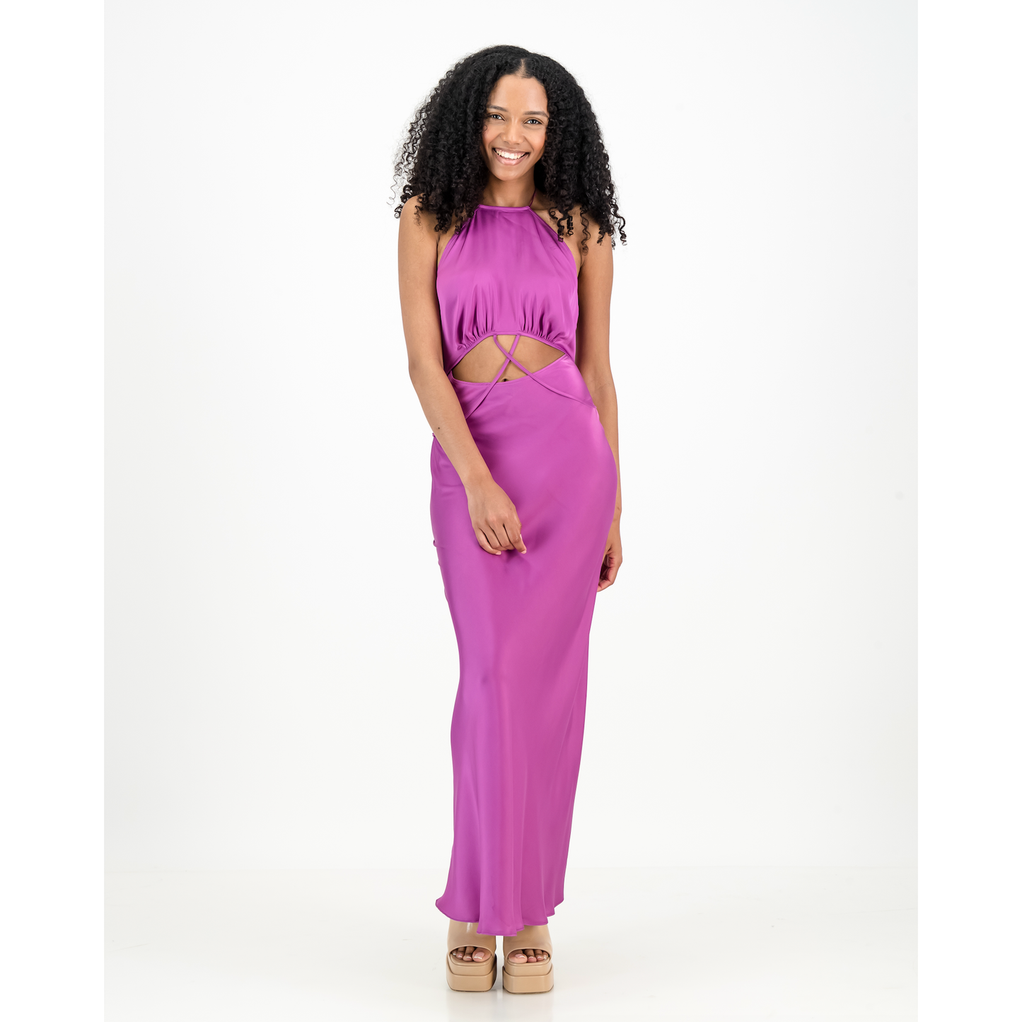 Halter Neck Dress with Cut Out Detail - Lilac