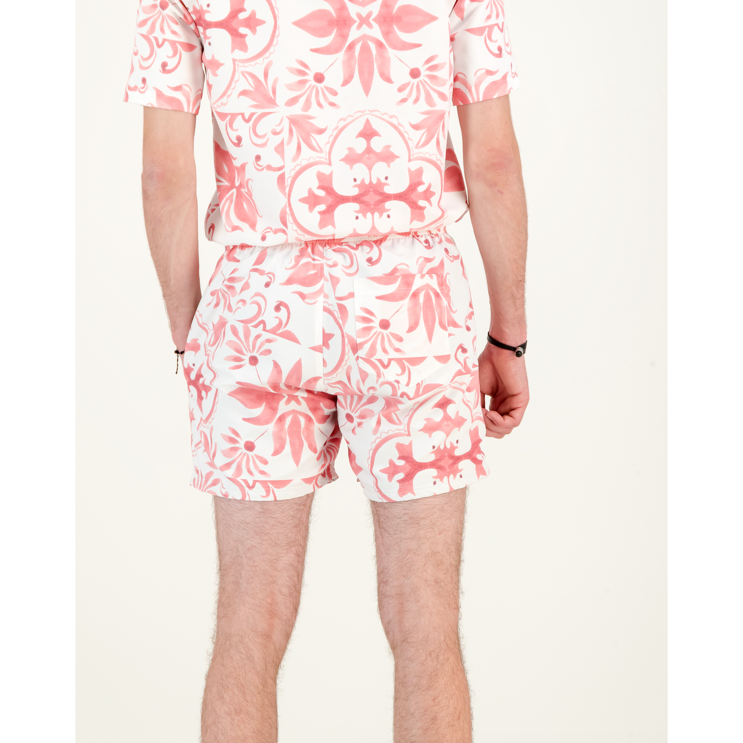 Red Tile Print Board Shorts
