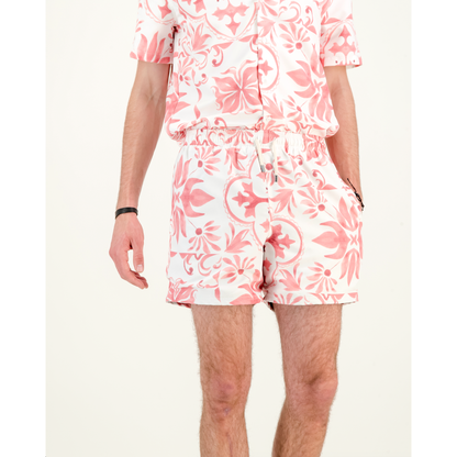 Red Tile Print Board Shorts