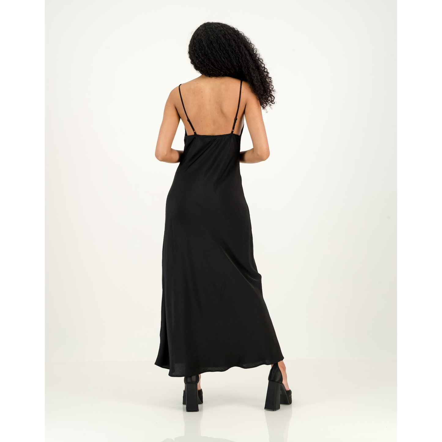 Cowl Neck Slip Dress in Black