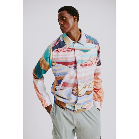Mens Lightweight Shirt Jacket - Umbrella Print