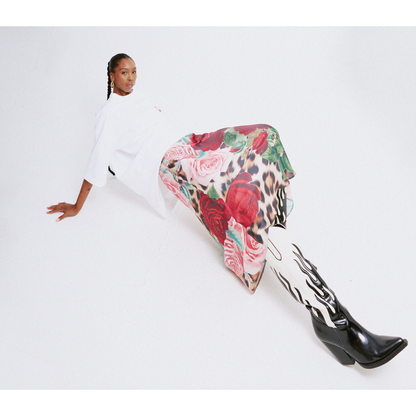 PRE-ORDER Satin Slip Skirt in Rosa Print