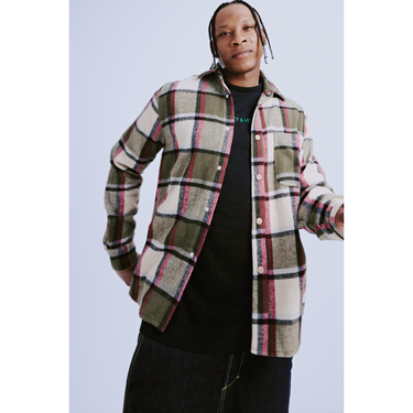Flannel Shacket in Green & Red Check