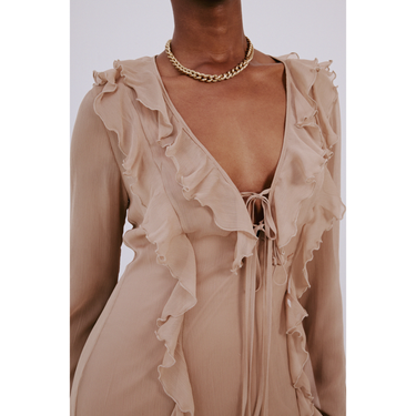 Cafe Mini Sheer Ruffle Dress