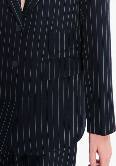 Navy Pinstripe Blazer