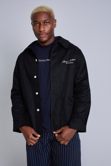 Black Long Sleeve Utility Shacket