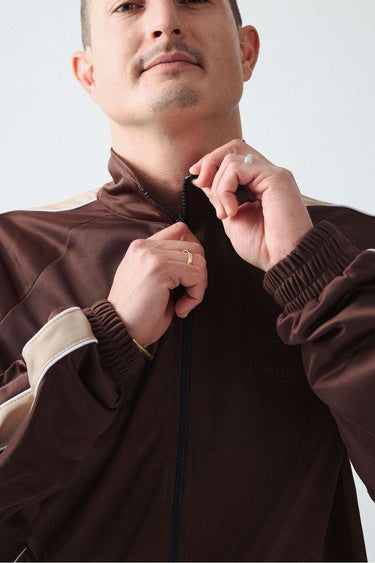 Rosey Track Top - Brown & Cream