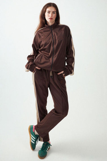 Rosey Track Pant - Brown & Cream